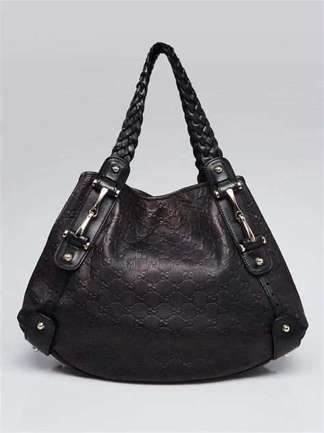 gucci black guccissima leather medium pelham shoulder bag|Gucci black studded bag.